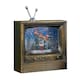 image 1 of 22cm Battery Operated Light up Antique Gold TV Christmas Water Spinner with Santa Scene & LEDs