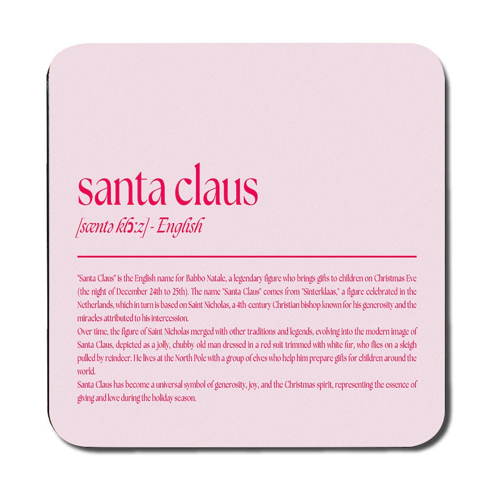 image 1 of Pink Santa Claus Themed Placemat And Coaster Set For Holiday Table