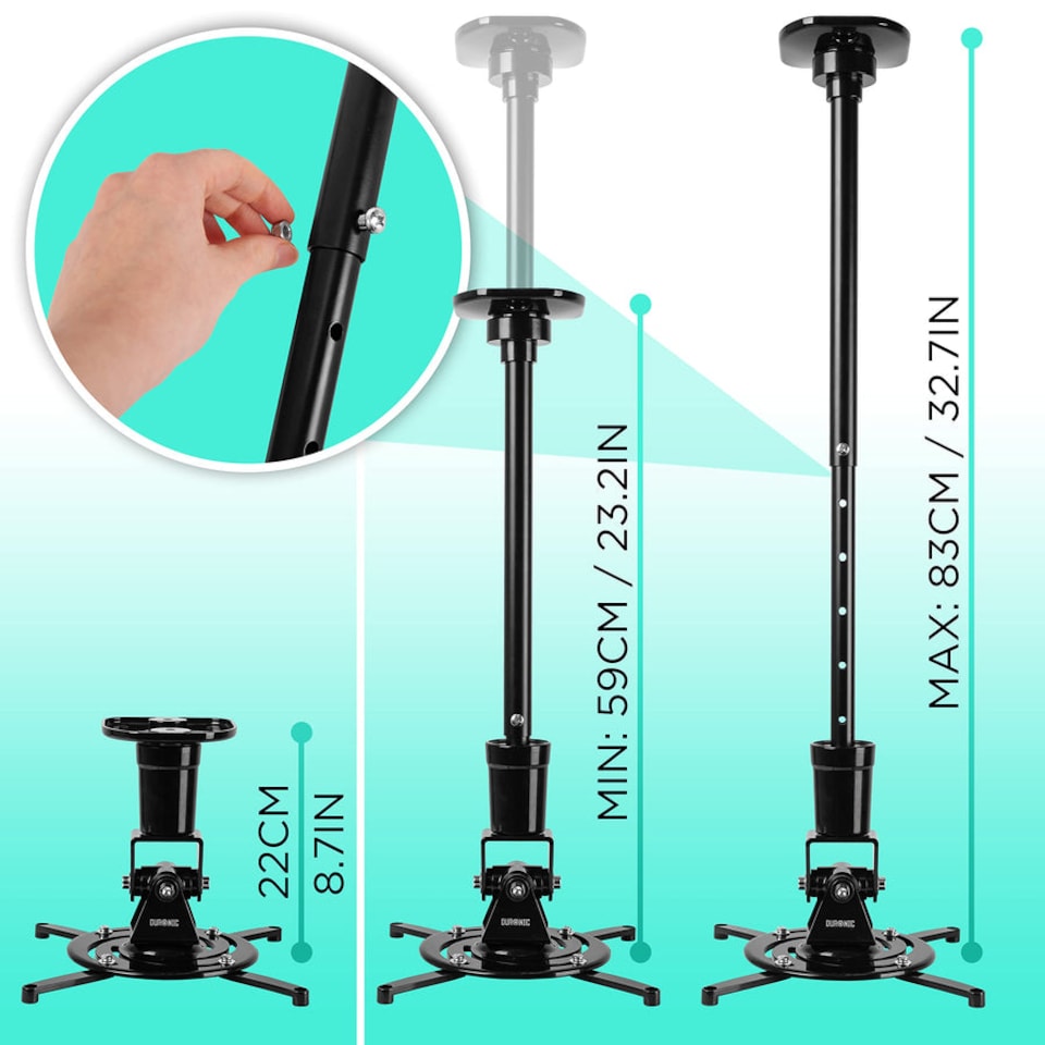 image 1 of Duronic PB02XL Universal Projector Mount Ceiling Wall 10kg Capacity