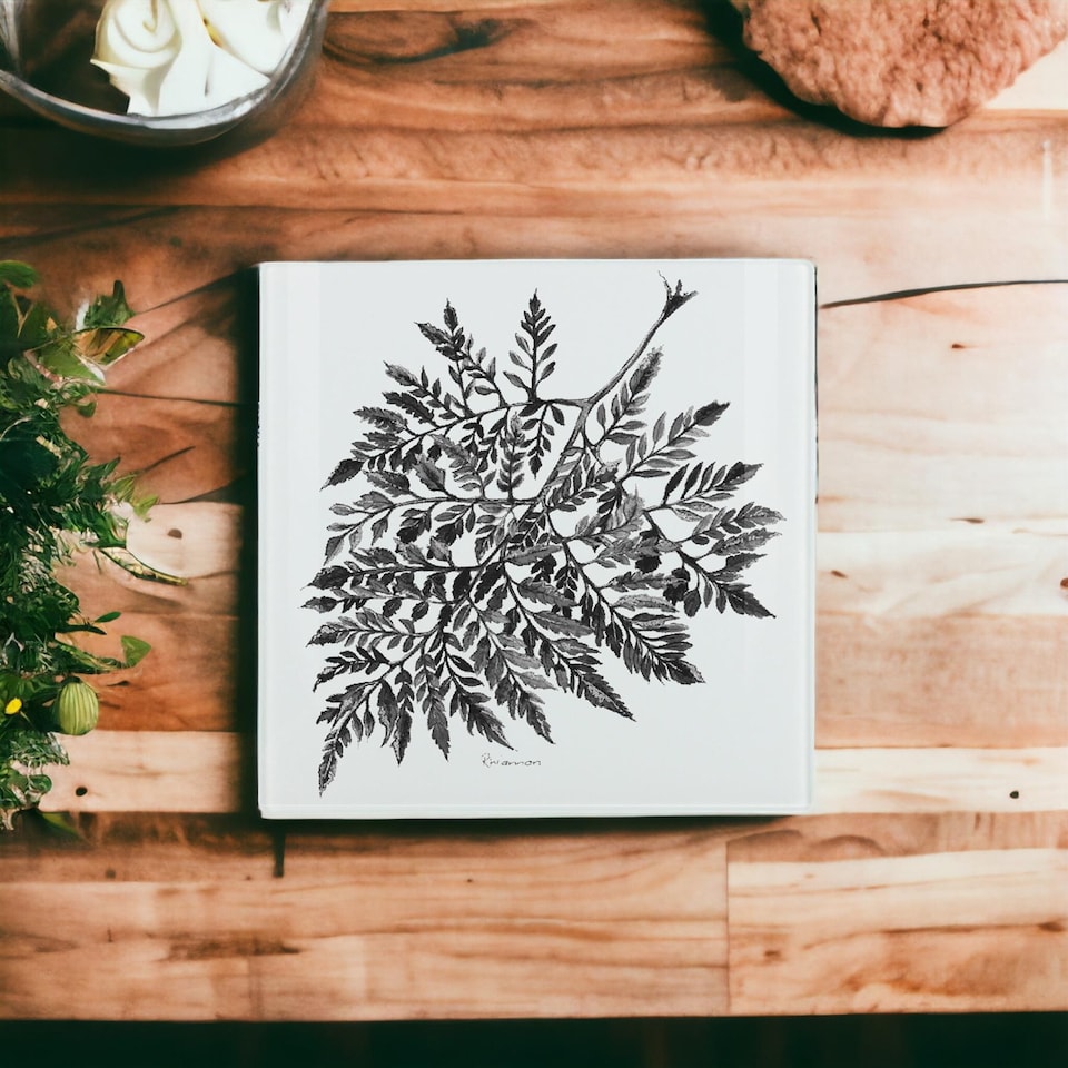 image 1 of Fern Glass Hot Pot Stand - Heat Resistant Non-Slip Trivet