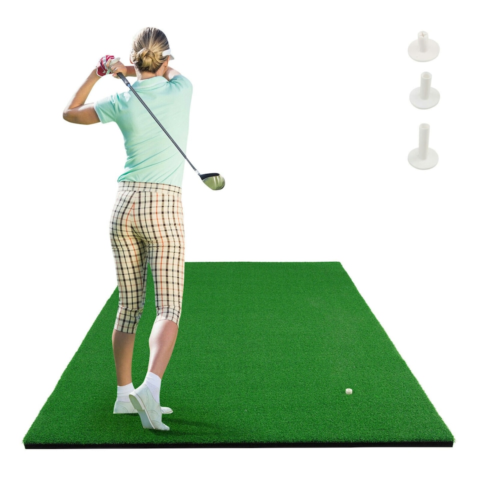 image 1 of COSTWAY Golf Hitting Mat Standard Real Feel Golf Practice Mat