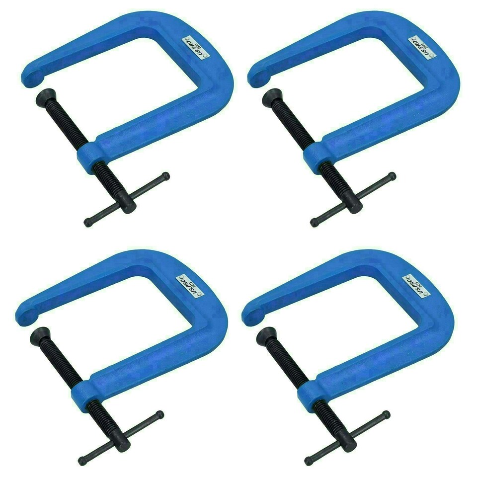 image 1 of 3" (75mm) Deep Throat (4-1/2") G Clamp Grip Holder Clamp Vice Clamping 4 Pack