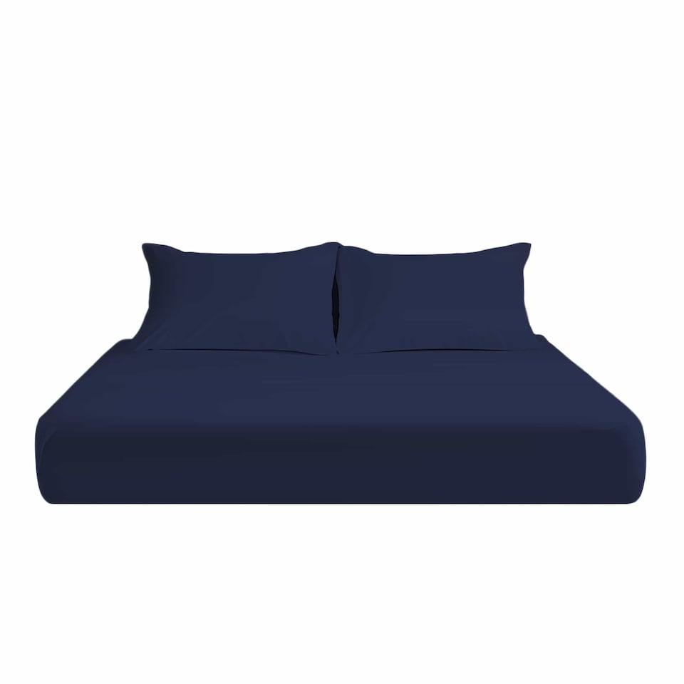 image 1 of Microfibre Soft Touch Fitted Sheet 25cm Skirt Plain Dyed Bed Linen | Blue | Navy Blue | King