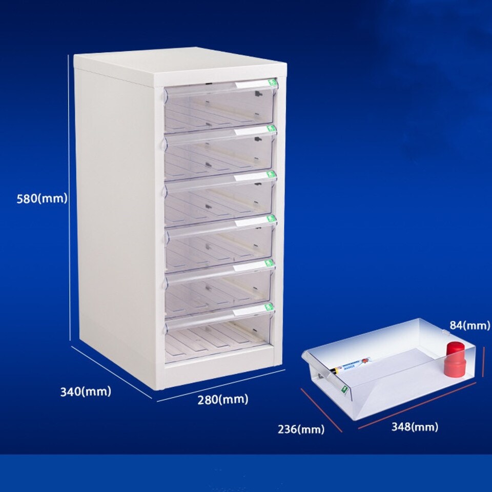 image 1 of 6 Drawer Filing Cabinet with Clear Drawers