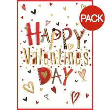 Simon Elvin Traditional Valentine`s Day Greetings Card (Pack of 6) - White/Red/Gold - One Size Multi | One Size