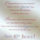 image 2 of Open Male 80 Today! Morden Style Sentiment Verse Birthday Greeting Card