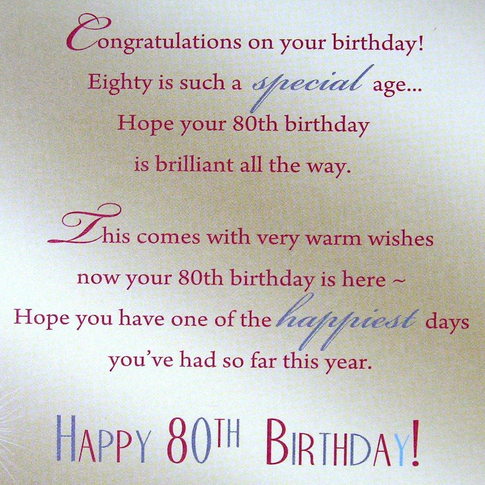 image 1 of Open Male 80 Today! Morden Style Sentiment Verse Birthday Greeting Card