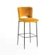 image 1 of Lily Velvet Bar Stool Padded Seat Metal Legs (Mustard)