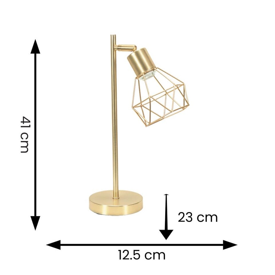 image 1 of ValueLights Angus Brushed Gold Adjustable Geometric Table Lamp | Gold