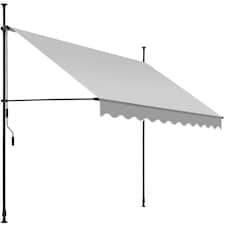 Awning with hand crank - pressure fitted , height adjustable | Grey | light grey | 250 x 180 cm | 1