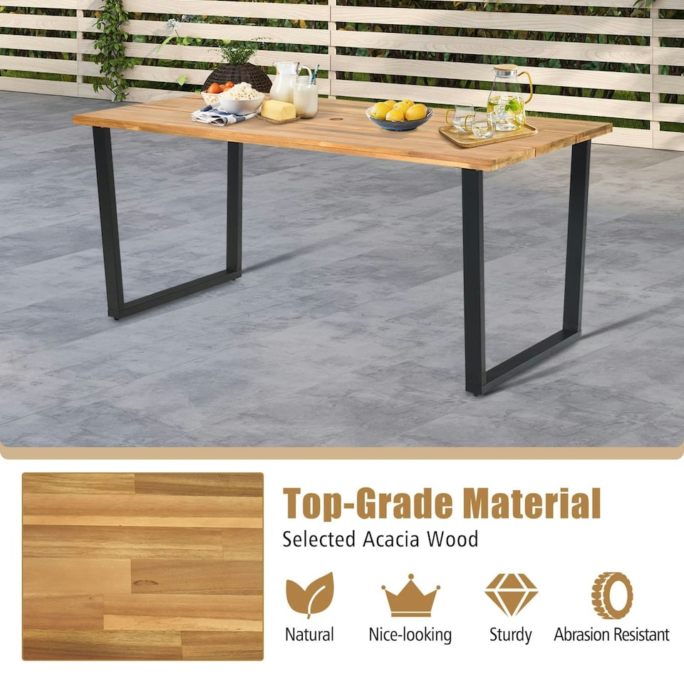 image 1 of COSTWAY Patio Rectangle Dining Table 175 x 80cm Acacia Wood | Brown