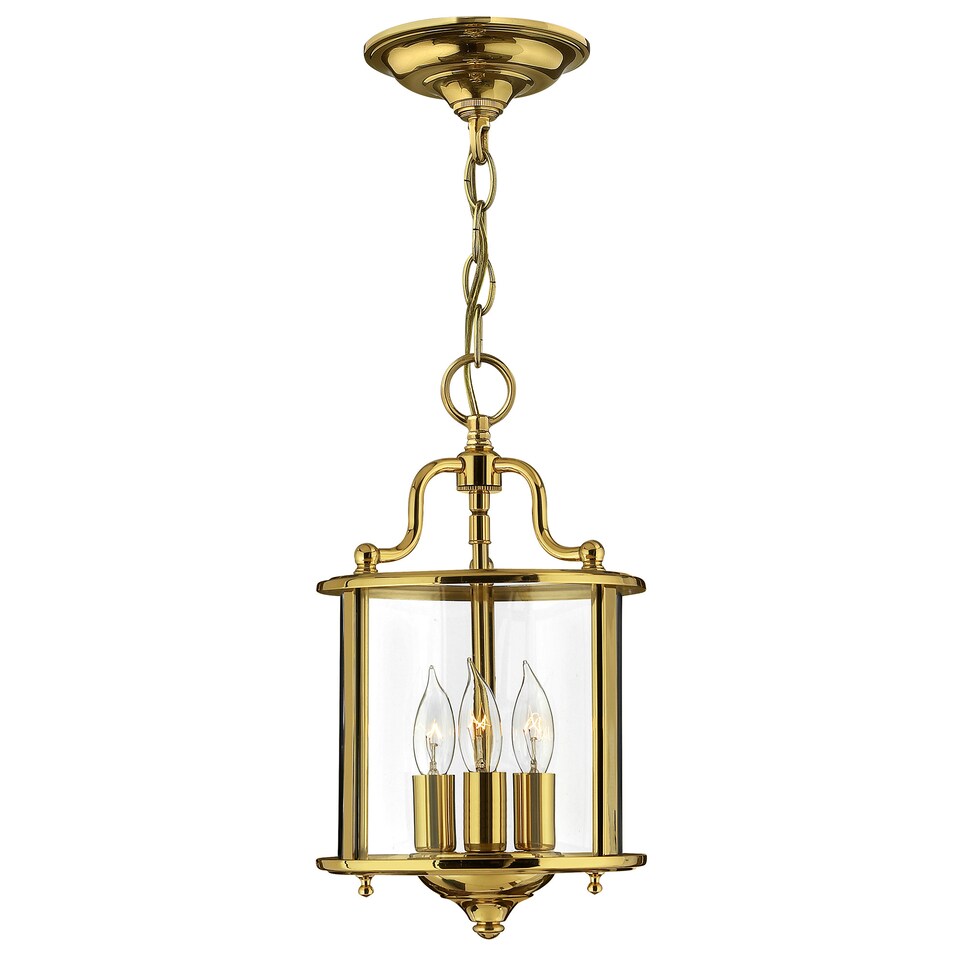 image 1 of Gentry 3 Light Small Ceiling Lantern Pendant Polished Brass, E14