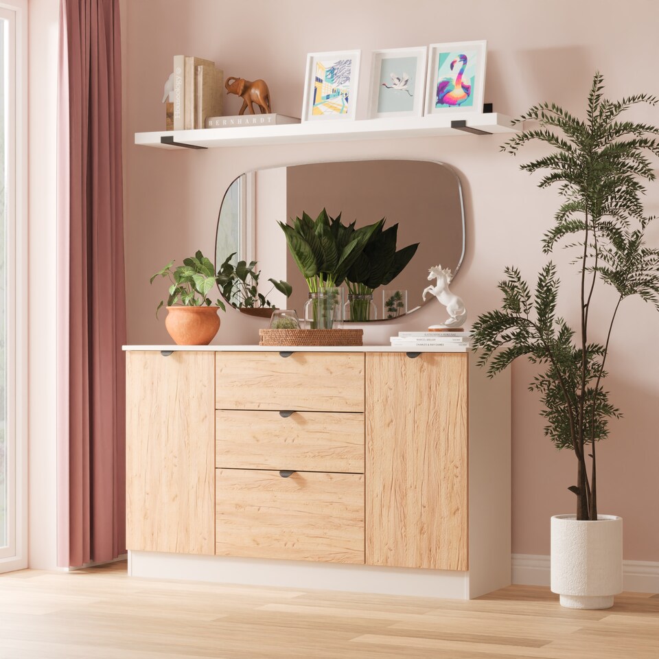 image 1 of Norway 2 Door 3 Drawer Sideboard in Gold Craft & Kashmir (Ready Assembled) | Brown | Gold Craft & Kashmir
