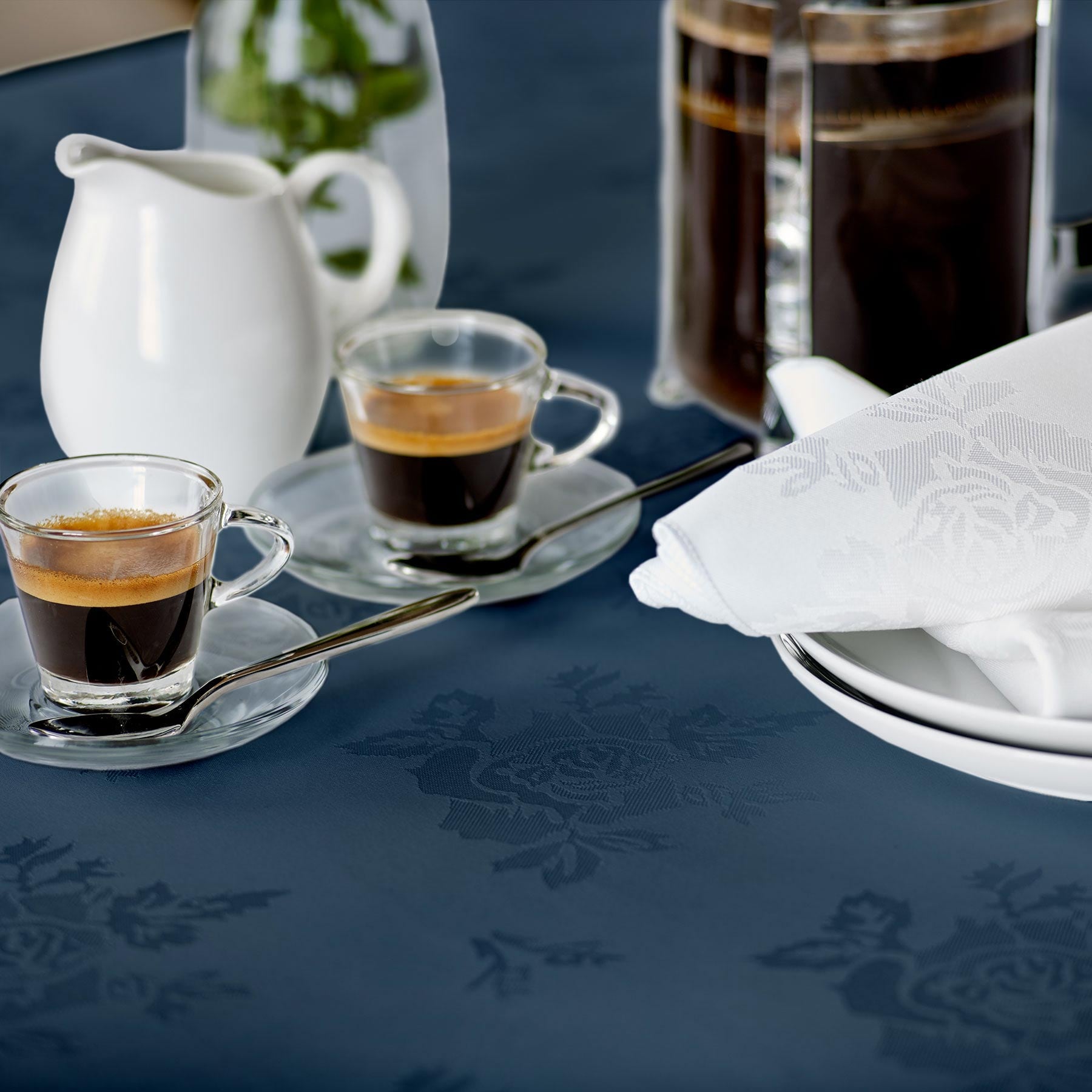 Vision Polyester Rose Design Tablecloth in Navy | Size: 229 cm x 229 cm