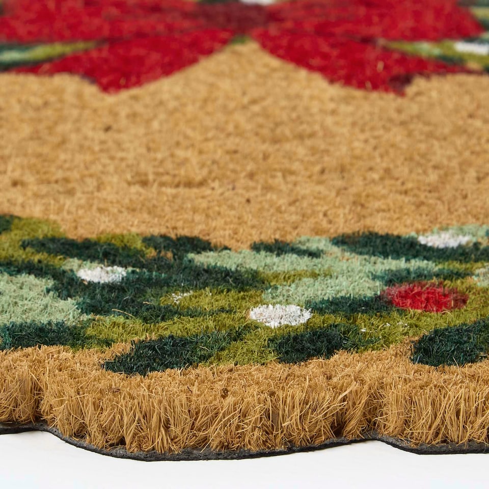 image 1 of Homescapes Coir Doormat Christmas Wreath, 50 x 50 cm