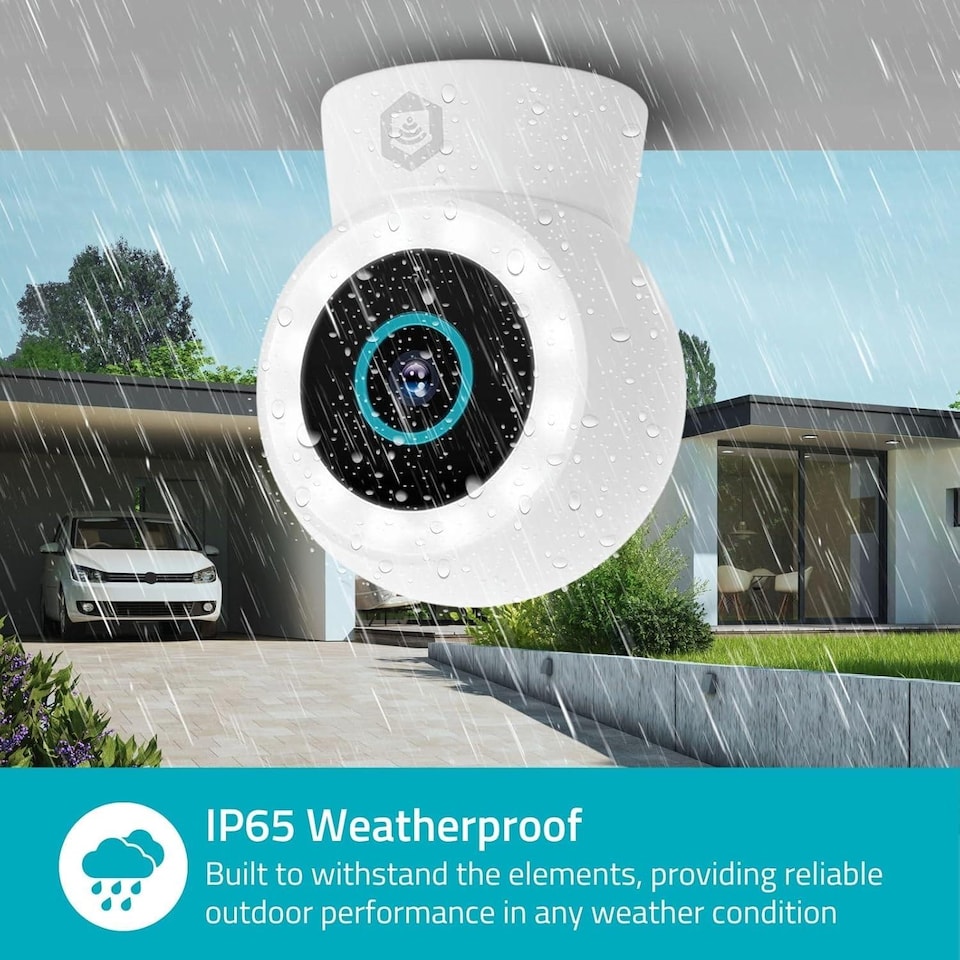 image 1 of NEDIS Wi-Fi Smart Outdoor Camera, 3MP 1296p, Motion Sensor, AI Human Detection, Dimmable Spotlight Full-Colour Night Vision, Two-Way Audio, IP65 Weatherproof - White