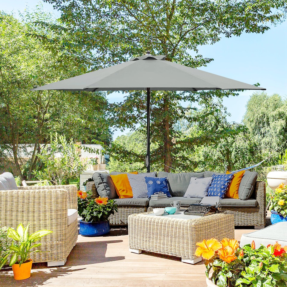 image 1 of Outsunny 2.8m Garden Parasol Umbrella, Round Outdoor Market Table Umbrella Sun Shade Canopy, Dark Grey