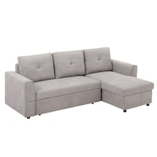 HOMCOM 3 Seater Sofa Bed, Convertible Pull Out Sofa with Storage, Grey