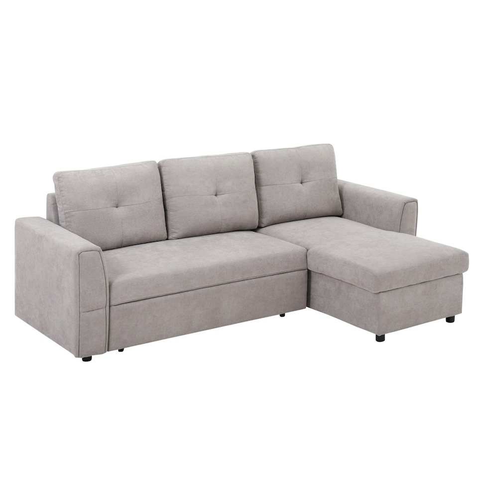 image 1 of HOMCOM 3 Seater Sofa Bed, Convertible Pull Out Sofa with Storage, Grey