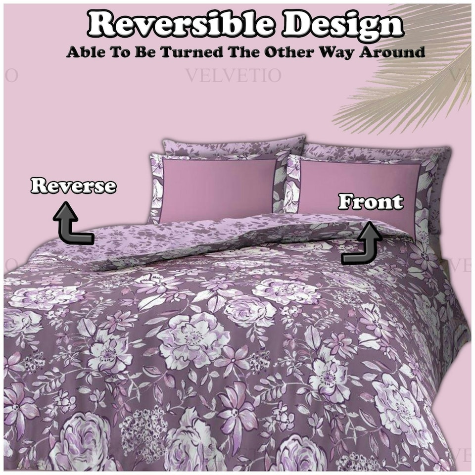 image 1 of VELVETIO Beatrice Complete Duvet Cover Set with Fitted Sheet Printed Bedding Quilt Multi | King