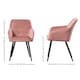 image 7 of Set of 4 Camden Modern Velvet Dining Chairs with Armrests, Quilted Design & Black Metal Legs Pink