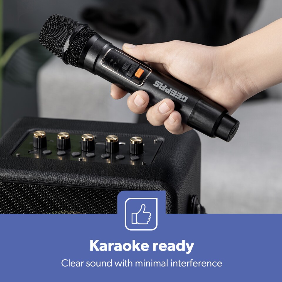 image 1 of GEEPAS Karaoke Machine RGB Lights Bluetooth Speaker With Mic Black