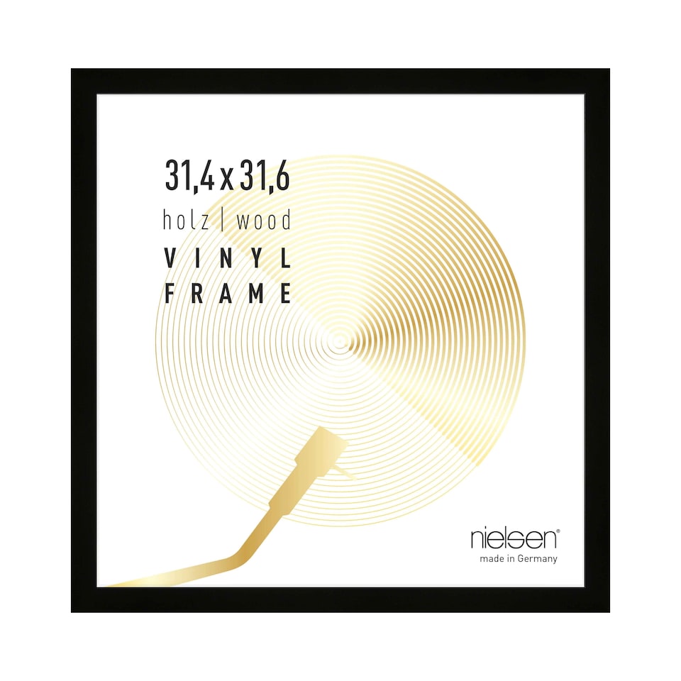 image 1 of Nielsen Vinyl Record Frame - Black Wood Frame - Shatterproof Glazing - Black - 31.4x31.6cm