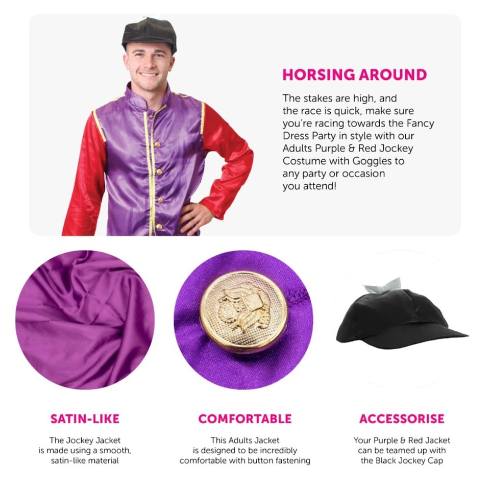image 1 of Purple & Red Jockey Costume | Multi | 2XL