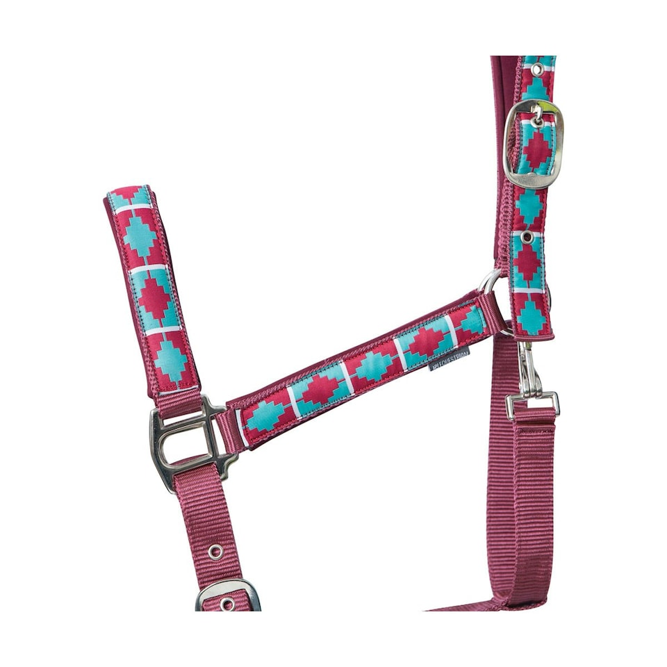 image 1 of Hy Woven Horse Headcollar and Leadrope - Aqua/Fig - Pony