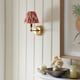 image 3 of Burley Rechargeable Brushed Aged Brass Plate Wall Light with Apricot Orange Fabric Zigzag Shade 16cm Integrated LED
