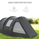 image 4 of Outsunny 3-4 Persons Tunnel Tent, Two Room Camping Tent w/ Windows, Black