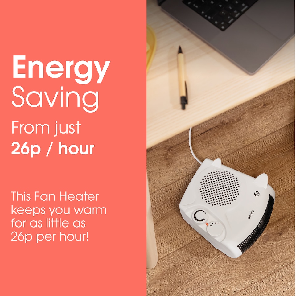 image 1 of Abode AFH1001 Electric Heater White 2000W Cooling Fan Mode with 2 Heat Settings