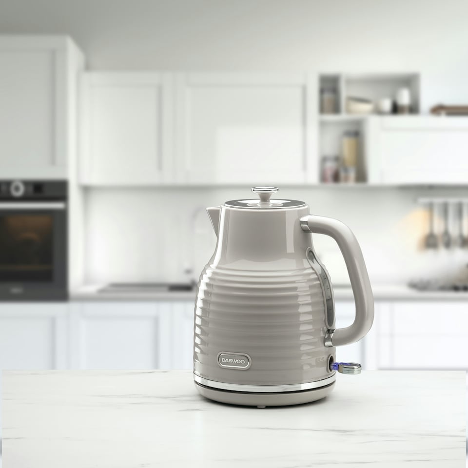 image 1 of Daewoo Sienna 1.7L Rapid-Boil Jug & 4-Slice Matching Kettle & Toaster Set | Cream | Taupe