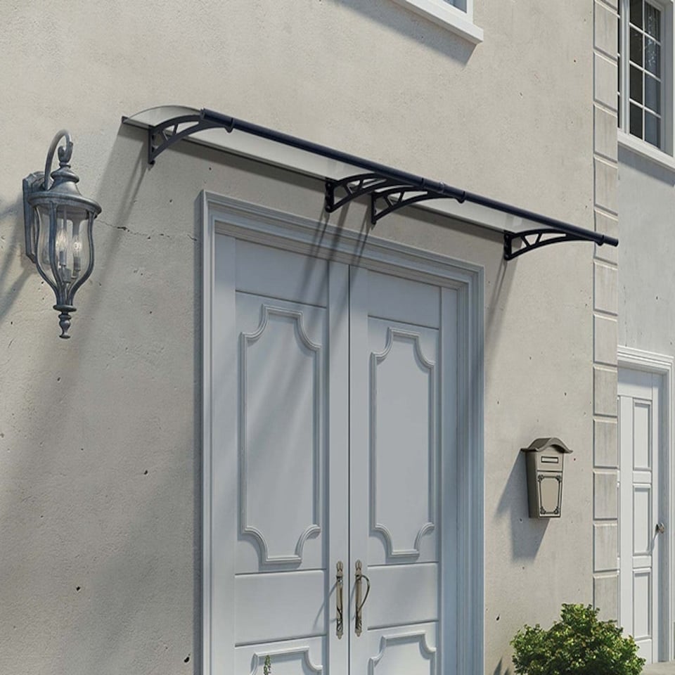 image 1 of Patio Cover Altair Door Awning Canopy 3000 Clear - Acrylic - L302 x W91.5 x H17.5 cm - Grey Grey