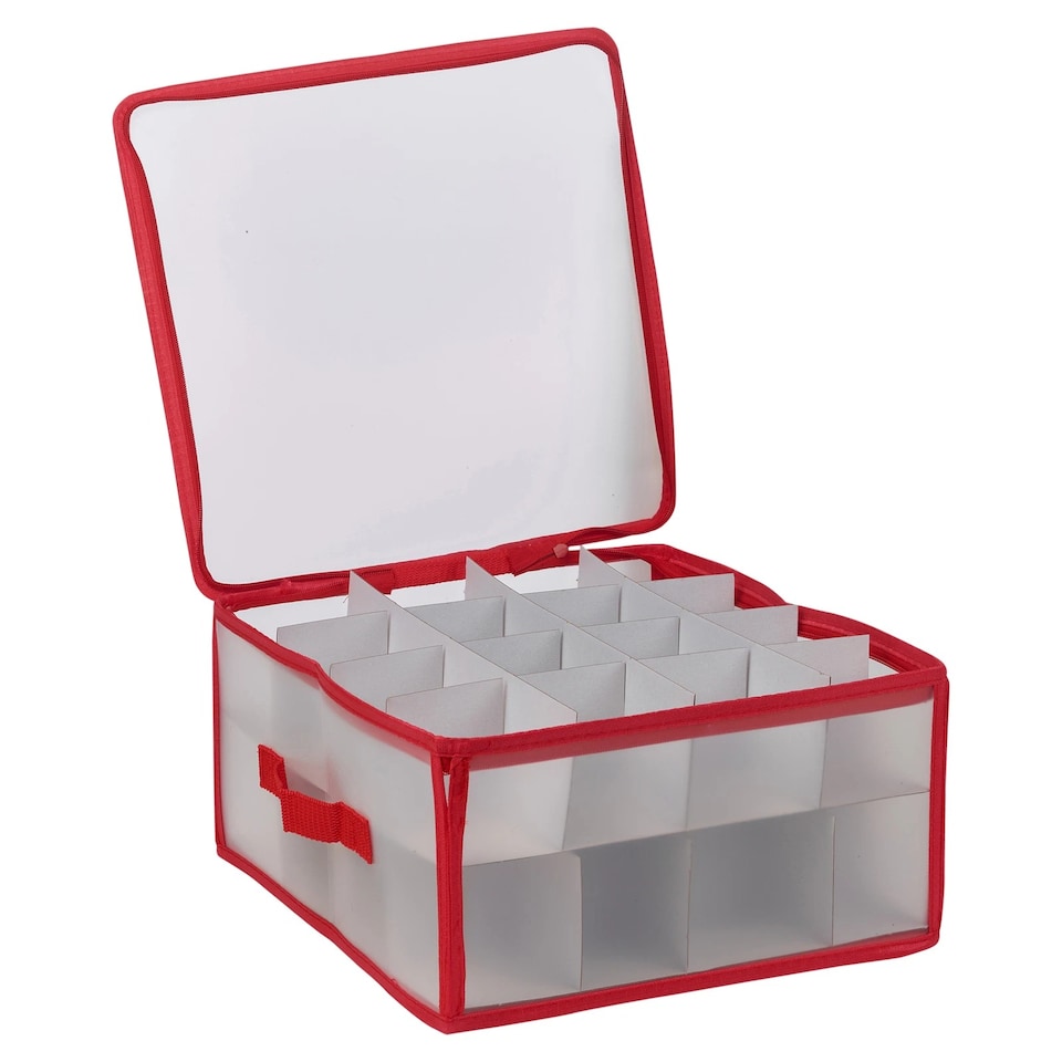 image 1 of Christmas Tree Decorations Storage Baubles Ball Case Bag Holder Organiser with Zip | Multi | Red & White | 112 Baubles