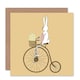 image 1 of Bunny Penny Farthing Bicycle Egg Basket Cartoon Easter Card