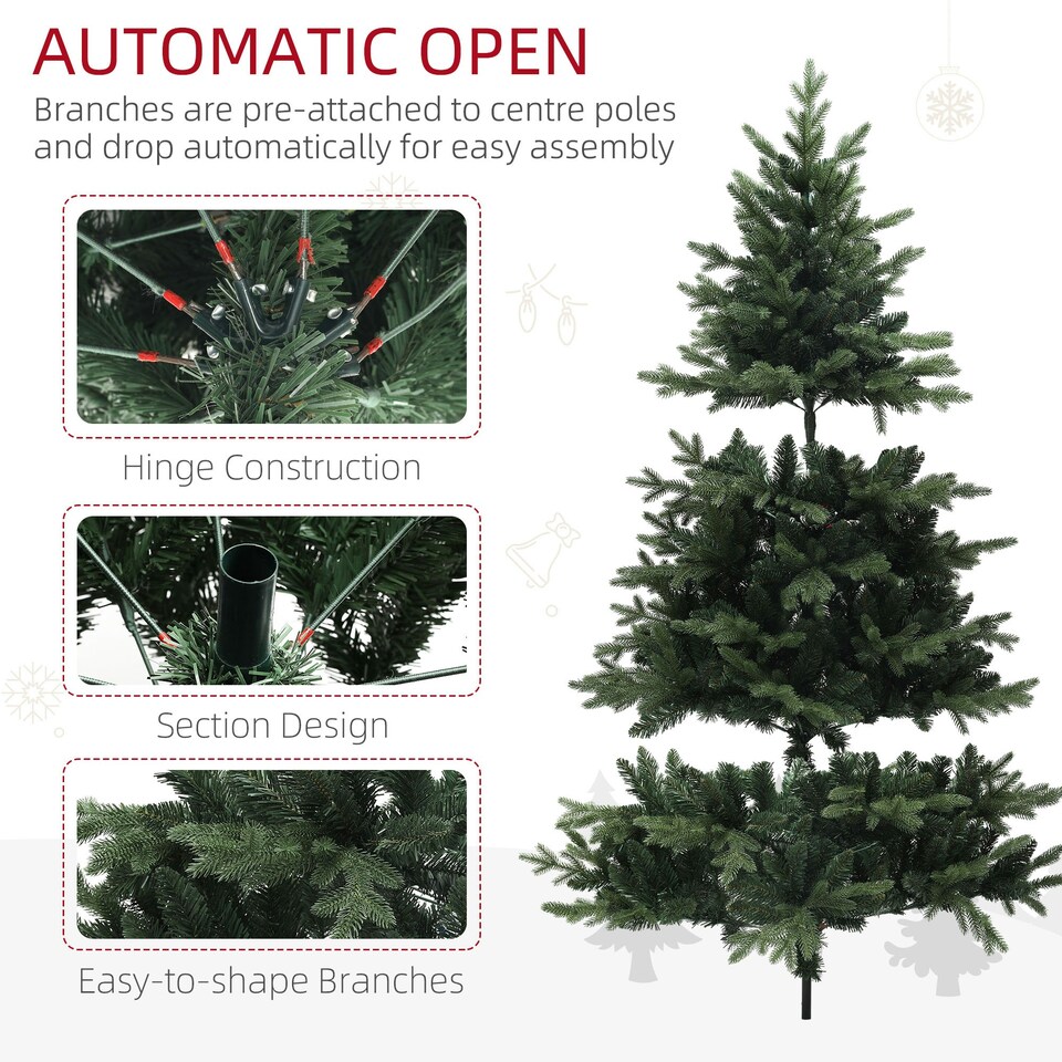 image 1 of HOMCOM 7ft Artificial Spurce Christmas Tree with 3116 Branches