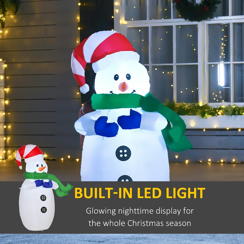 image 1 of HOMCOM 4ft Inflatable Christmas Snowman Decoration LED Lights for Lawn Garden