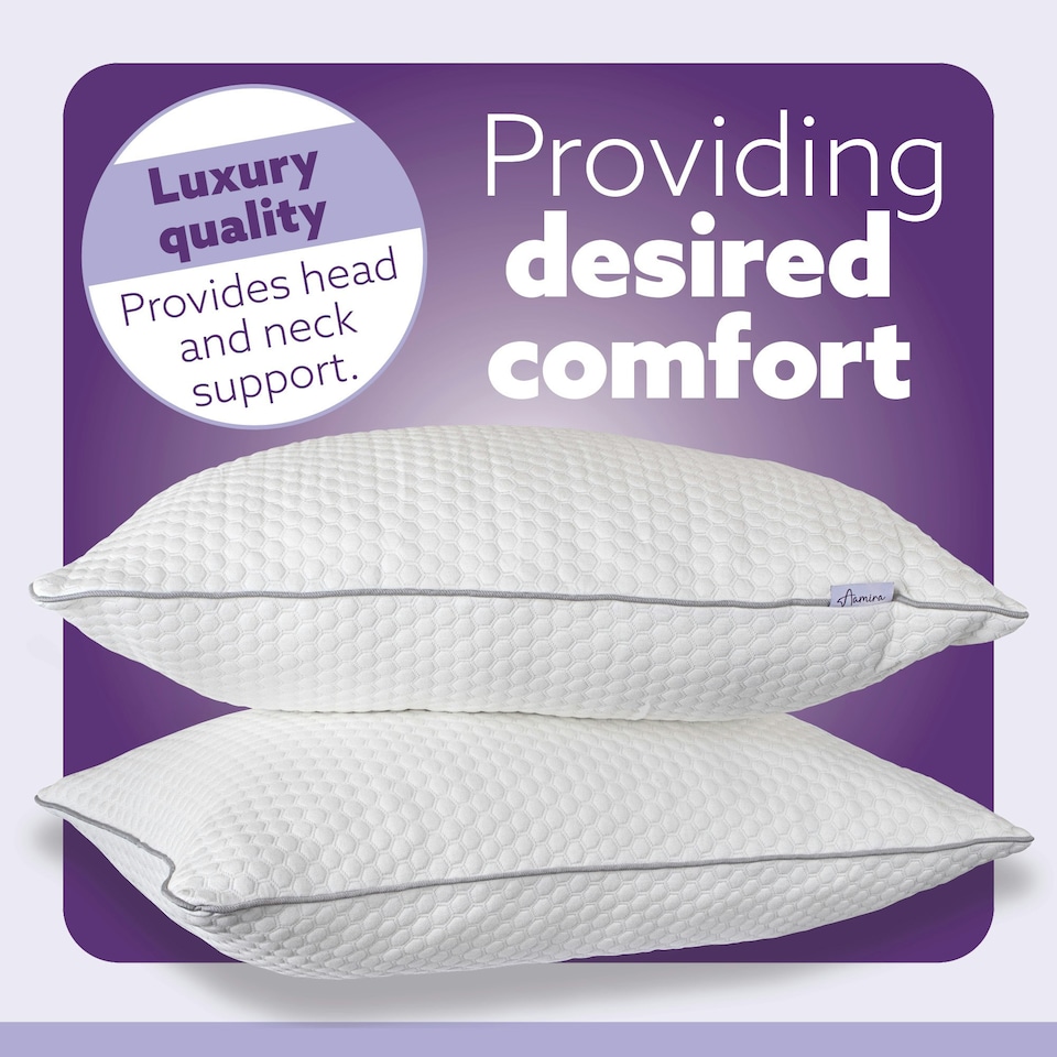 image 1 of Aamira Premium Orthopaedic Shredded Memory Foam Bed Pillow 70x45cm 2 Pack, Neck Support | White | White | 70x45 cm | 1