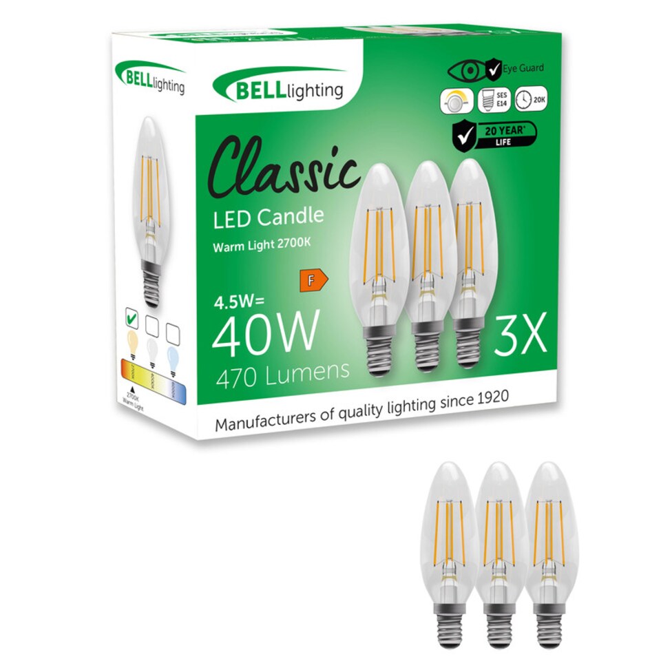 image 1 of BELL Lighting E14 Dimmable LED Filament Candle 4.5W Light Bulbs Warm White 2700K