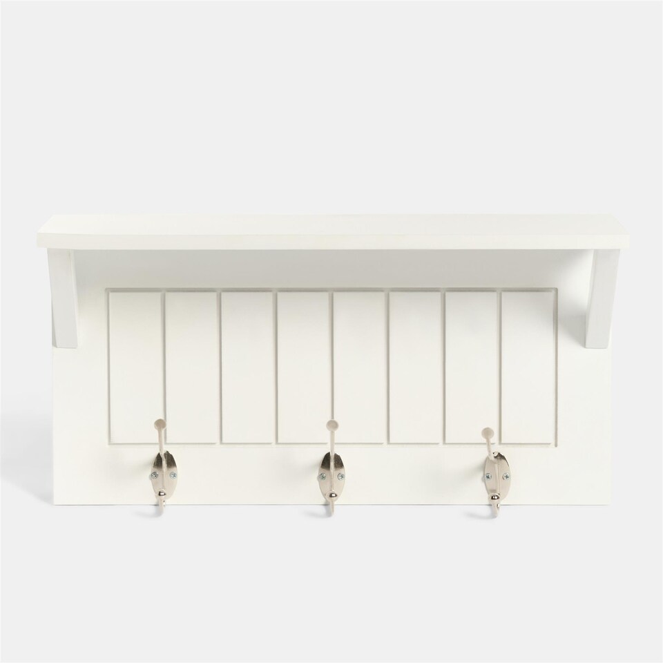 image 1 of OHS Wall Shelf Coat Rack Wood Effect Floating Display Unit