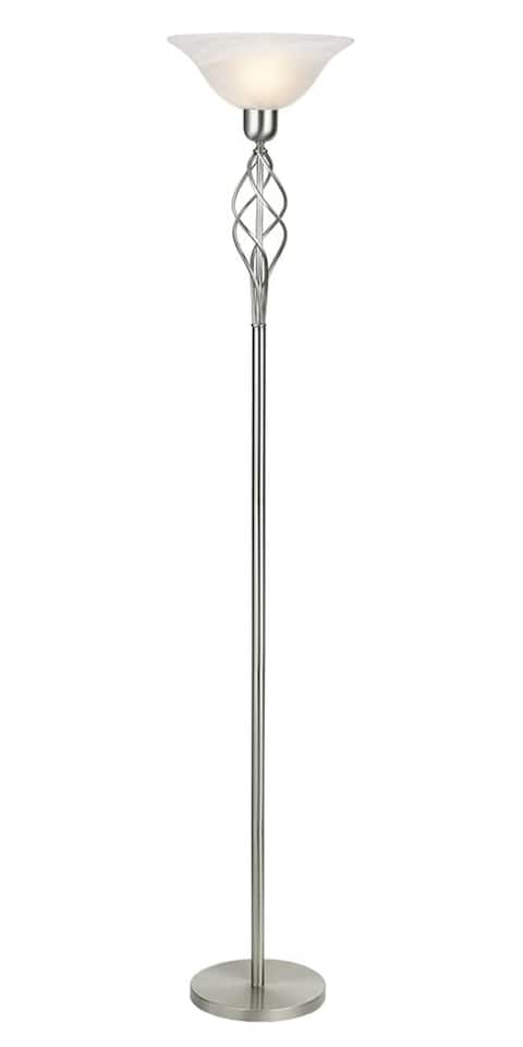 image 1 of Classic Knot Twist Floor Lamp Uplighter in Satin Chrome | Silver