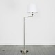 image 3 of ValueLights Sinatra Brushed Silver Floor Lamp with Medium White Tapered Shade and LED Bulb