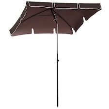 Outsunny Aluminium Sun Umbrella Parasol Patio Rectangular 2M x 1.3M Brown