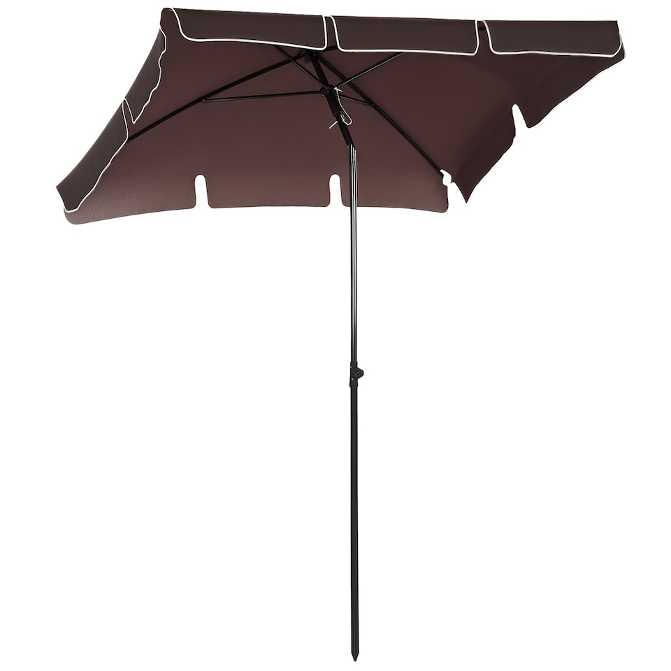 image 1 of Outsunny Aluminium Sun Umbrella Parasol Patio Rectangular 2M x 1.3M Brown
