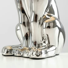 ValueLights Modern Chrome Ceramic Rabbit Hare Animal Table Lamp With Grey Shade