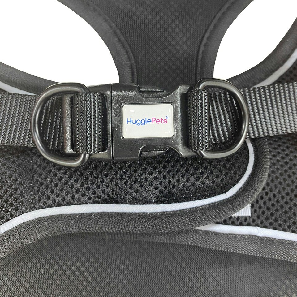 image 1 of HugglePets Step In Air Mesh Dog Harness Black | L