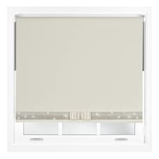 FURNISHED Blackout Roller Blinds with Diamante Trim and Bow Cut to Size | Cream | Cream | (W) 120cm x (L) 210cm