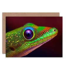 Gold Dust Day Gecko Colourful Head Animal Photograph Greeting Card