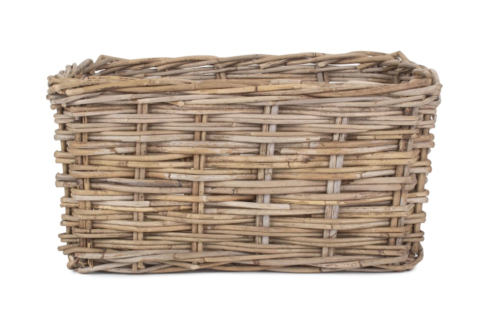 image 1 of Large Rectangular Grey Rattan Storage Basket | Grey | Grey